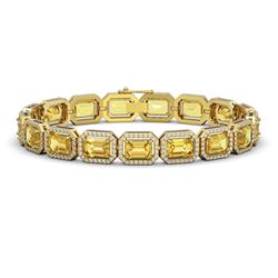 23.74 CTW Fancy Citrine & Diamond Halo Bracelet 10K Yellow Gold - REF-303M8H - 41422