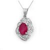 Image 1 : 3.87 CTW Ruby & Diamond Pendant 18K White Gold - REF-90X9T - 14362
