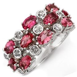 3.20 CTW Pink Tourmaline & Diamond Ring 10K White Gold - REF-57A8X - 11493