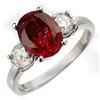 Image 1 : 3.25 CTW Rubellite & Diamond Ring 14K White Gold - REF-89A3X - 10007