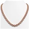 Image 1 : 31.96 CTW Morganite & Diamond Halo Necklace 10K Rose Gold - REF-604M2H - 40413