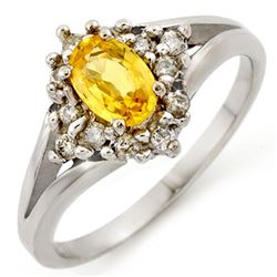 0.95 CTW Yellow Sapphire & Diamond Ring 10K White Gold - REF-30F9N - 10177