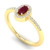 Image 2 : 0.56 CTW Ruby & Micro Pave VS/SI Diamond Ring Halo 18K Yellow Gold - REF-31W3F - 21393