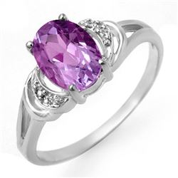 1.05 CTW Amethyst & Diamond Ring 10K White Gold - REF-14X4T - 12300