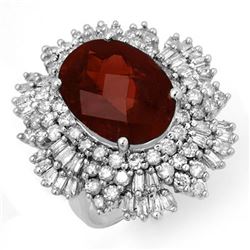 13.25 CTW Pink Tourmaline & Diamond Ring 18K White Gold - REF-490A9X - 14209