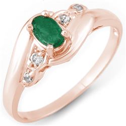 0.42 CTW Emerald & Diamond Ring 14K Rose Gold - REF-23N3Y - 10982