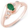 Image 1 : 0.42 CTW Emerald & Diamond Ring 14K Rose Gold - REF-23N3Y - 10982