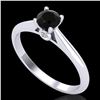 0.4 CTW Fancy Black Diamond Solitaire Engagement Art Deco Ring 18K White Gold - REF-33T6M - 38178