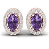 0.75 CTW Amethyst & Micro Pave Earrings Halo 14K Rose Gold - REF-34H5A - 21176