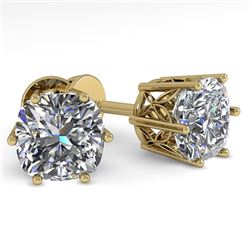 1.0 CTW VS/SI Cushion Cut Diamond Stud Solitaire Earrings 18K Yellow Gold - REF-178H2A - 35833