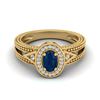0.83 CTW Sapphire & VS/SI Diamond Solitaire Halo Fashion Ring 10K Yellow Gold - REF-25M8H - 20842