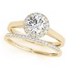 Image 1 : 1.16 CTW Certified VS/SI Diamond 2Pc Wedding Set Solitaire Halo 14K Yellow Gold - REF-214W2F - 30989