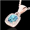 1.25 CTW Sky Blue Topaz & Micro VS/SI Diamond Halo Necklace 10K Rose Gold - REF-27F3N - 22893