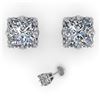 Image 2 : 1.0 CTW VS/SI Princess Diamond Stud Solitaire Earrings 18K White Gold - REF-178W2F - 35673