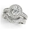 1.54 CTW Certified VS/SI Diamond 2Pc Wedding Set Solitaire Halo 14K White Gold - REF-407X3T - 31049