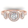 1.25 CTW Certified VS/SI Diamond Art Deco 3 Stone Micro Halo Ring 14K Rose Gold - REF-134T5M - 30361