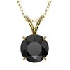 1.25 CTW Fancy Black VS Diamond Solitaire Necklace 10K Yellow Gold - REF-29Y5K - 33206