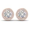 1.85 CTW I-SI Diamond Solitaire Art Deco Micro Stud Halo Earrings 14K Rose Gold - REF-327F3N - 30355