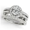 1.58 CTW Certified VS/SI Diamond 2Pc Wedding Set Solitaire Halo 14K White Gold - REF-244N4Y - 31133