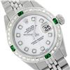 Image 1 : Rolex Men's Stainless Steel, QuickSet, Diam Dial & Diam/Emerald Bezel - REF-557X4Y