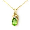 Image 1 : 0.87 CTW Peridot & Diamond Pendant 10K Yellow Gold - REF-9X3T - 12786