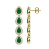 Image 2 : 10.2 CTW Emerald & Diamond Halo Earrings 10K Yellow Gold - REF-155W5F - 41140