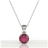 Image 2 : 2 CTW Ruby Designer Inspired Solitaire Necklace 18K White Gold - REF-24X9T - 22038