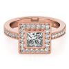 1.11 CTW Certified VS/SI Princess Diamond Solitaire Halo Ring 18K Rose Gold - REF-209N3Y - 27190
