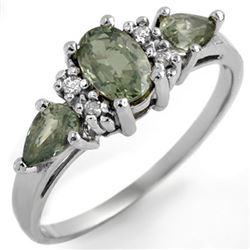 1.33 CTW Green Sapphire & Diamond Ring 10K White Gold - REF-19M6H - 11222