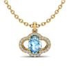 2 CTW Sky Blue Topaz & Micro Pave VS/SI Diamond Necklace 10K Yellow Gold - REF-30K2W - 20626