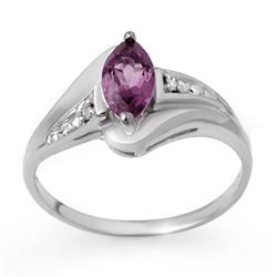 0.37 CTW Amethyst & Diamond Ring 18K White Gold - REF-26N2Y - 12438