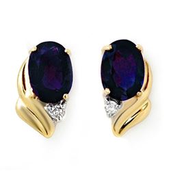 1.20 CTW Blue Sapphire & Diamond Earrings 10K Yellow Gold - REF-12T5M - 12829