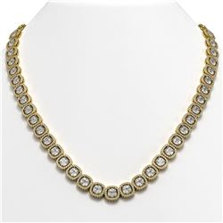 37.60 CTW Cushion Diamond Designer Necklace 18K Yellow Gold - REF-6959X6T - 42715