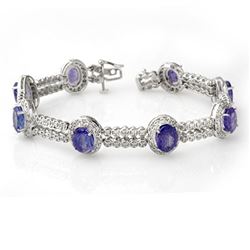 21.25 CTW Tanzanite & Diamond Bracelet 18K White Gold - REF-578A4X - 11746