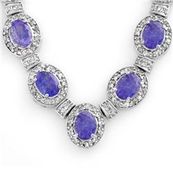 38.70 CTW Tanzanite & Diamond Necklace 14K White Gold - REF-963K6W - 14191