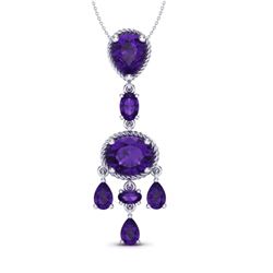 8 CTW Amethyst Necklace Designer Vintage 10K White Gold - REF-34Y4K - 20393