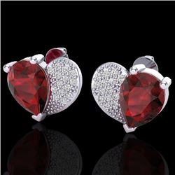 2.50 CTW Garnet & Micro Pave VS/SI Diamond Earrings 10K White Gold - REF-30N2Y - 20075