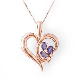 0.80 CTW Tanzanite & Diamond Pendant 10K Rose Gold - REF-21F6N - 12803