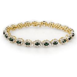 9.42 CTW Emerald & Diamond Bracelet 14K Yellow Gold - REF-345K5W - 13991