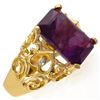 Image 2 : 8.03 CTW Amethyst & Diamond Ring 10K Yellow Gold - REF-42Y9K - 10916
