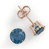 Image 2 : 4 CTW London Blue Topaz Designer Solitaire Stud Earrings 14K Rose Gold - REF-23K8W - 21828
