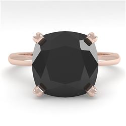 6.0 CTW Cushion Black Diamond Engagement Designer Ring Size 7 18K Rose Gold - REF-162W2F - 32459