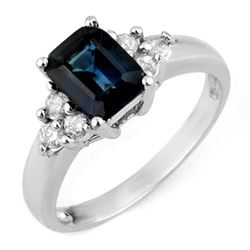 2.66 CTW Blue Sapphire & Diamond Ring 18K White Gold - REF-53A5X - 11336