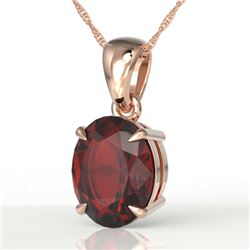 3.50 CTW Garnet Designer Inspired Solitaire Necklace 14K Rose Gold - REF-29M3H - 21862