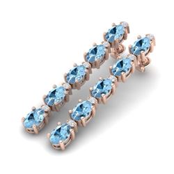 8.36 CTW Aquamarine & VS/SI Certified Diamond Tennis Earrings 10K Rose Gold - REF-91H3A - 29389