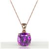 Image 2 : 6 CTW Cushion Cut Amethyst Designer Solitaire Necklace 14K Rose Gold - REF-35M3H - 21968