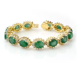 30.05 CTW Emerald & Diamond Bracelet 14K Yellow Gold - REF-618F2N - 13347