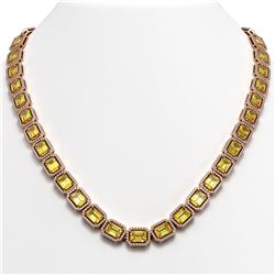 52.94 CTW Fancy Citrine & Diamond Halo Necklace 10K Rose Gold - REF-679N3Y - 41373