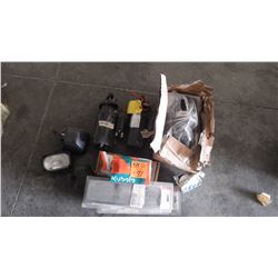 PALLET OF DEUTZ 3 - 24V STSARTERS AND MISC HEADLIGHTS AND FILTERS