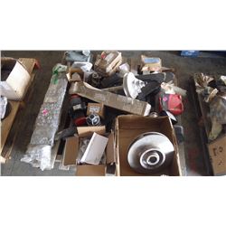 PALLET OF PUMP IMPELLARS, SHAFTS, BUSHINGS, CHECK VALVE SERIES 717, DODGE HUBS, ETC